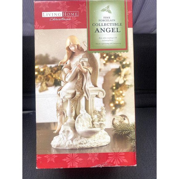 Porcelain Collectible Angel, made of fine ivory bisque whith hand painted,12.5" - Picture 2 of 5